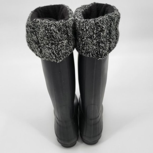 Hunter Rain Boots Womens Size US 6M Black Tall Rubber Wellies Over Boot Socks - Picture 3 of 7